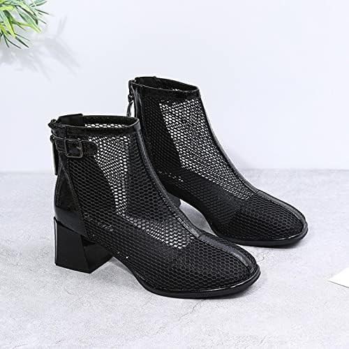 Чизми за женски глуждови удобни чевли чизми за кука и јамка lug единствена еластична бујна потпетица потпетици чизми за глуждот