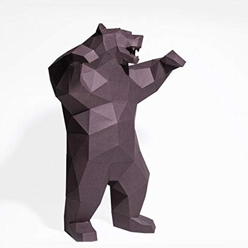 WLL-DP кафеава мечка DIY хартија скулптура 3D модел на хартија геометриска декорација на домови пред-исечена хартија занает рачно изработена