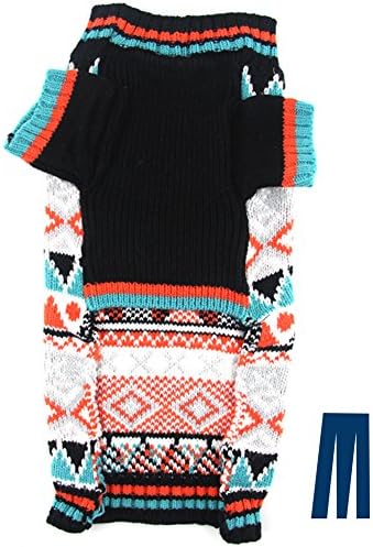 Божиќен џемпер од кучиња Микајо, џемпер за домашни миленици, џемпер за празници за мачки, шарен дизајн на геомити, ладно временски палто,