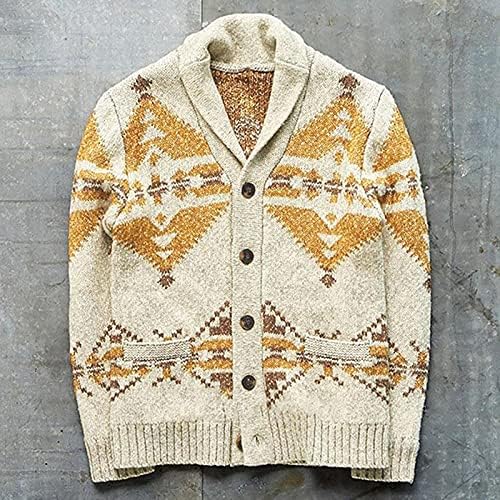 Трикотажа за машки кардиган џемпер јакна мода лабава лабава плус големина кабелски патент плетен палто Хенли џемпер