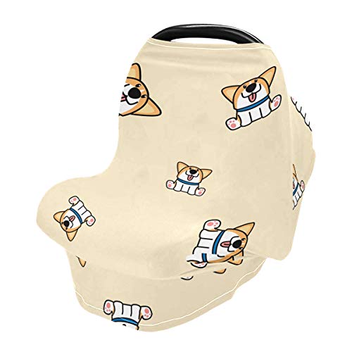 Слатка цртана филмска шема за кучиња за кучиња за бебиња за седишта за бебиња - шетачи за покривање на капаци за доење и доење, мулти