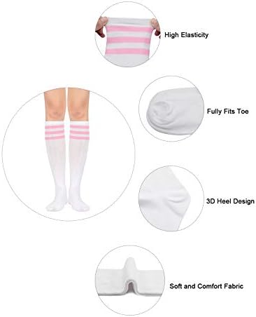 Коморби женски колено високи атлетски чорапи ленти со цевки, спортски чорапи меки ставаат високи чорапи за жени на отворено