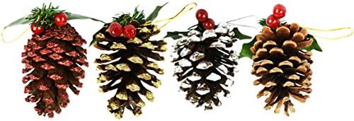 Сет на бренд на црна патка од 12 божиќни украси на Pinecone! Сјајот замрзнати шарени пинони совршени за украсување за сезоната