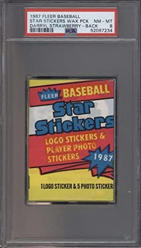 1987 Флеер Starвезди налепници PSA 8 NMMT Бејзбол восок во восок Дарил јагода BK B67868 оценет PSA 8 - Бејзбол восок пакувања