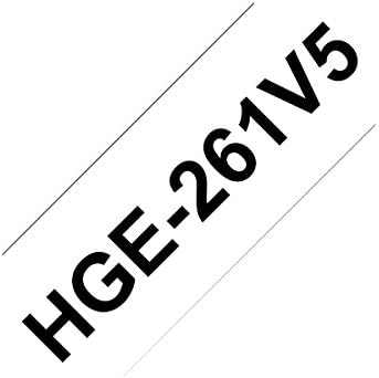 Касета за етикетирање на брат HGE-261V5, пакет со вредност, црно на бело, 36 mm x 8m, ламинирани, вклучува 5 x ленти, оригинални материјали
