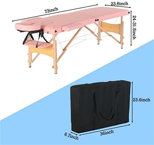 SJYDQ масажа маса кревет 2 делови преклопување бука нога 186x60x60cm Висина прилагодлива разноврсна преносна розова/бела боја
