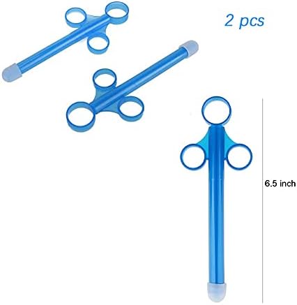 MHNJA 2 PCS Blue Lubricant Launcher Anal Vaginal Lubinant Applicator Applicator Sharingse Shooter Injector со прстен за влечење за мажи и