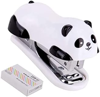 Симпатичен преносен мини цртан филм панда десктоп стаплер сет со елементи од 1000 парчиња, домашен столб за употреба на ученици од канцелариски