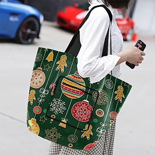 Божиќ Среќни празници Снегулка преклопена рамо тота торба за еднократна употреба на намирници, тешка школа торба торба за шопинг