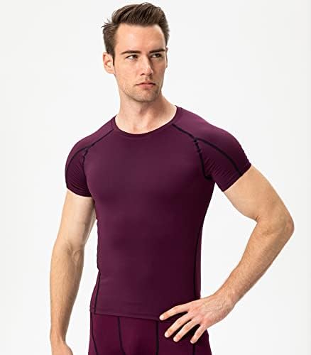 Машки кошули за компресија со кратки ракави за вежбање во салата за теретани, кои работат врвови, ладно сув спортски база, атлетски