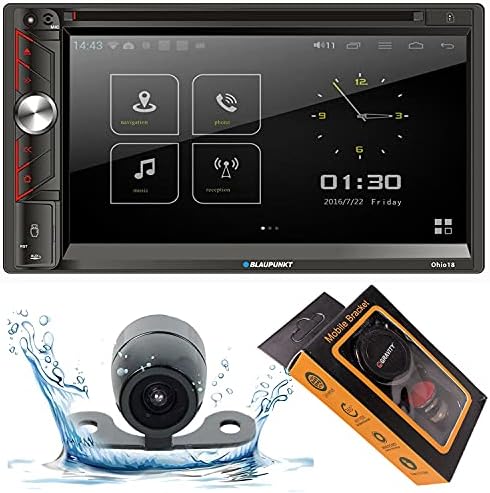 Blaupunkt Ohio18 Double Din Car Stereo In-Dash 6,9-инчен допир на допир мултимедијален ДВД/ЦД приемник со Bluetooth