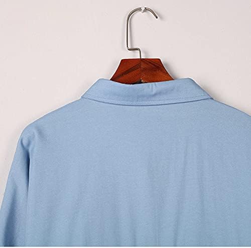 Едноставен туничен фестивал блуза дама канцеларија целосна ракав врвен лапел памук цврста боја се вклопи во копчиња за удобност копче јакни