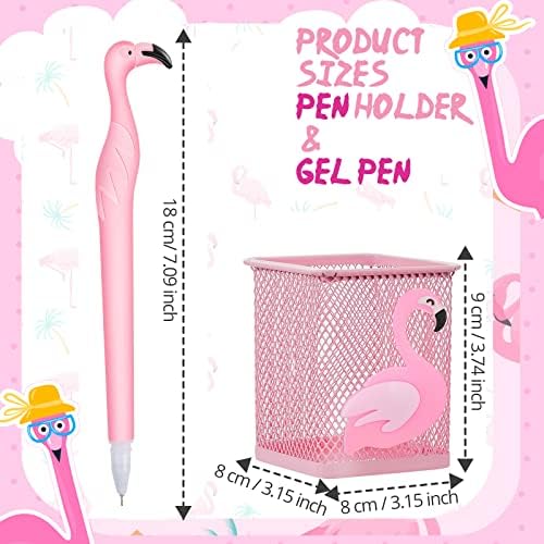 Henoyso 14 парчиња метални фламинго пенкало држач за молив, симпатична розова пенкало држач Фламинго пенкало розово мастило пенкала квадратни
