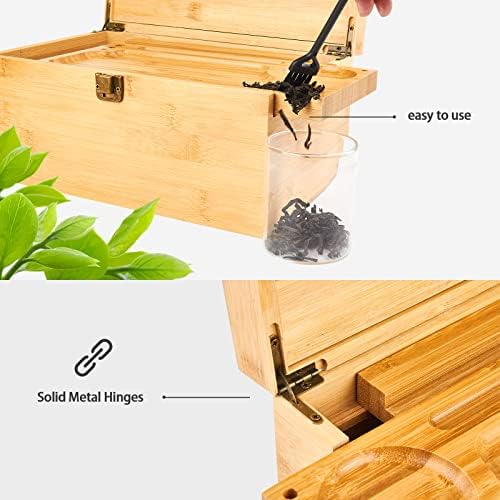 Кутија за складирање TrendySupply со подвижна лента, тегла за доказ за мирис, премиум декоративна дрвена бамбус кутија, дополнителен голем