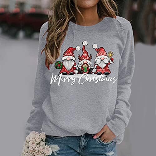 Графички џемпери на екипаж Божиќни џемпери слатки слатки врвови лабави жени џемпери трендовски пулвер со долг ракав