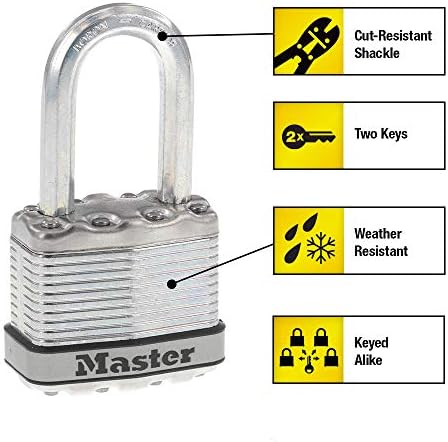 Master Lock M1xqlf Magnum тешка тастатура на отворено со клуч, 4 пакувачки клучеви, сребро