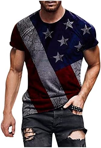 Печати маица за печатење на starsвезди и ленти за мажи Американско знаме САД Ден на независност на 4-ти јули во јули, војник за кратки