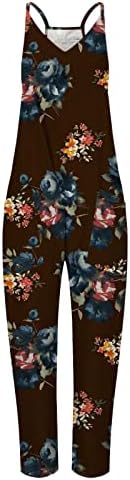 Shengxiny цветни печати за печатење за жени летни хареми родери лабави ромперски панталони со џеб со џеб