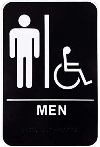 Хилман 844148 Машка машка знак за простории за тоалети со Браил, 6 инчи x 9 инчи