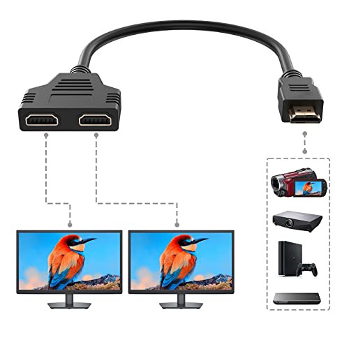 Узанпи HDMI Сплитер 1 во 2 Надвор, HDMI Излез Сплитер Адаптер За Двојни Монитори Машки 1080p До Двојна HDMI Женски 1 до 2 Начин