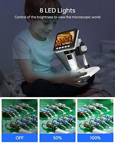 Lcd Дигитален Микроскоп, Ankylin 4.3 1080P USB Монета Микроскоп Камера За Возрасни И Деца Подарок, 50-1000x Зголемување, 8 Прилагодливи