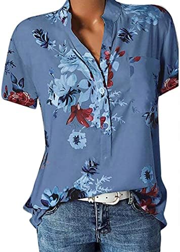 Женска Кошула Со Копчиња Памучни Цветни Врвови Со Кратки Ракави Летни Блузи За Жени Модна Кошула Блузас Де Мода 2023