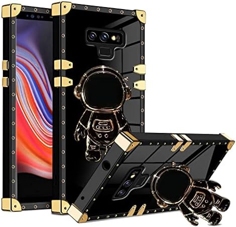 Астронаут Скриени Стојат Случај Покритие За Samsung Galaxy Забелешка 9, 6D Позлата Spaceman Цртан Филм Симпатична Телефон Случај Shockproof Tpu