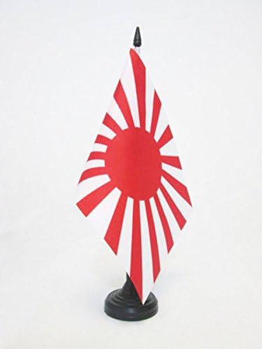 ЗНАМЕ На Аз Јапонија Знаме На Маса од ПРВАТА СВЕТСКА ВОЈНА 5 х 8 - Царско Јапонско Биро знаме 21 х 14 см-Црн Пластичен Стап И Основа