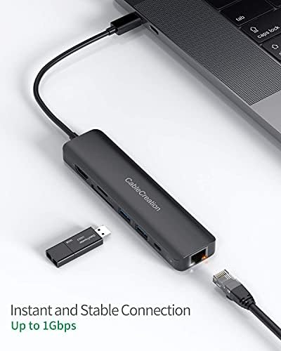 USB C Hub 4k 60Hz, CableCreation 7-во - 1 USB-C Центар Мултипорт Адаптер Пакет СО USB Б ДО USB C Печатач кабел 6.6 FT, КАБЕЛСКА Креација USB-C