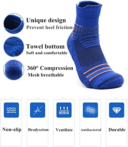 Чорапови за компресија на мажи Paixun за мажи памук атлетски трчање со големина 6-12 без шоу чорапи со екипаж на глуждот со ниско ниво