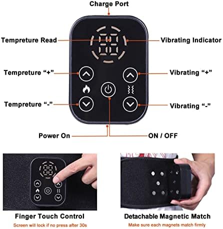 DGYAO преносна подлога за масажа за греење со батерија за контрола на допир - уникатен појас за греење на безжичен за време