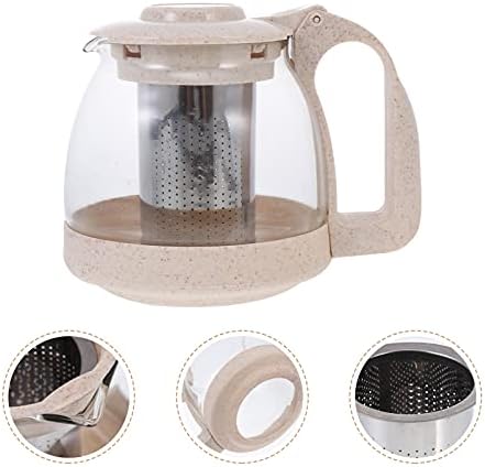 Хемотон стаклен чајник со отстранлив инфузер од не'рѓосувачки челик Стопето за безбеден чај котел што цвета и лабава чај од лисја 700 мл сива