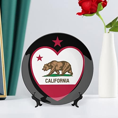 Калифорниско знаме срце виси керамичка декоративна чинија со приказ на стоење прилагодени годишнини за свадбени подароци за родители, нејзиниот