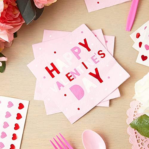 100 пакувања со розови и срцеви тематски салфетки за материјали за забава за в Valentубените