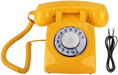 Ретро дизајн Дектоп Телефон, класичен старомоден ротационо бирање гроздобер фиксни телефонски телефон за декорација на домашни девојчиња