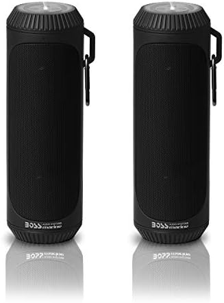 Boss Audio Systems Bolt Portable Bluetooth звучник - црни, гласни звучници од 1,5 инчи со бас, водоотпорни, фенерче, продадени во парови, за