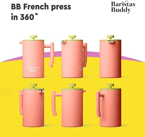 Баристас не'рѓосувачки челик Француски производител на кафе - 34 мл голем производител на кафе за кафе - шарен ретро и симпатичен француски печат - најдобриот произв?