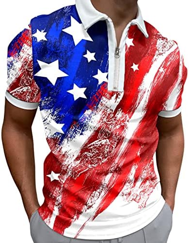 Машко американско знаме Поло кошули Патриотски 4-ти јули маици летни обични гроздобер кратки ракави Туника врвови