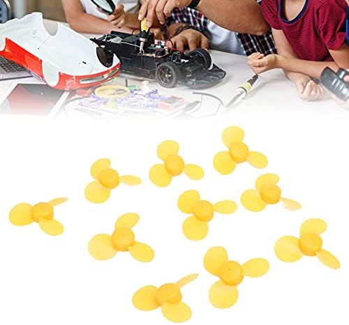 Пропелер на моделот на играчки, 10 парчиња модел на играчки ABS пластични жолти 3 лопати вентилатор DIY за играчки за DIY