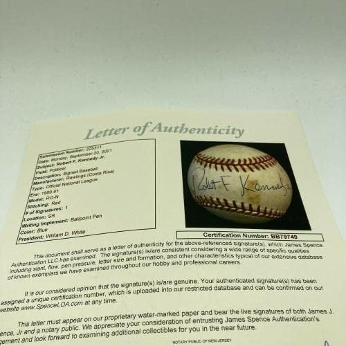 Роберт Ф. Кенеди rуниор потпиша автограмиран бејзбол на Националната лига JSA COA ретки - автограмирани бејзбол