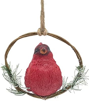 Кардинален Божиќен украс- кардинал на украс на гранка елка- висечка фигура украс Божиќна декорација