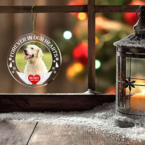 Кубикар персонализиран украс за слика на кучиња со име прилагодено бело акрилично кутре Фото украси за сопственици на миленичиња