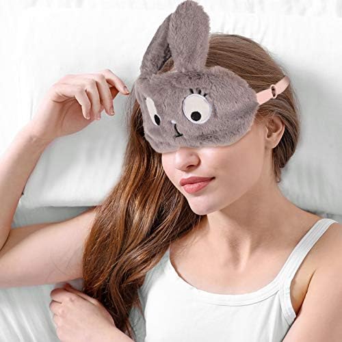 Абоофан цртан филм животински спиење маска за очите за очите за спиење, за зајакнување на зајакот за спиење, мека плишана маска