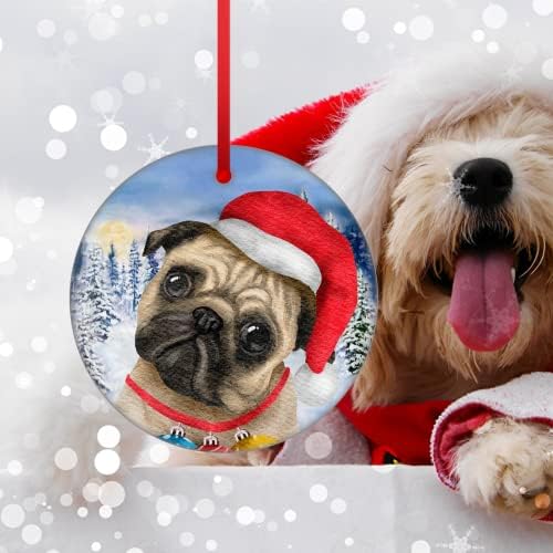 божиќен украс на кучиња за кучиња Дедо кучиња порцеланско дрво прво виси за украси Клаус подарок на бебето на бебето