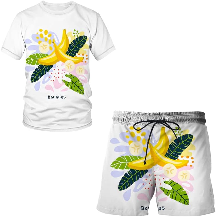 Летни шарени животински и растителни серии маица 3D дигитално печатење со кратки ракави со шорцеви со кратки ракави на вратот