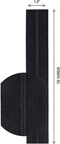 #4,5 YKK Континуирана најлонска калем Црн цигарски ланец вклучува црни лизгачи со долги влечења - црна боја - Изберете ја вашата должина - направена во Соединетите држа