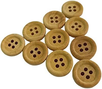 EOWOAN 50 парчиња дрвени копчиња за шиење, 4 дупки со копче, погодно за DIY занаети/шиење/рачно изработена и Божиќна декорација