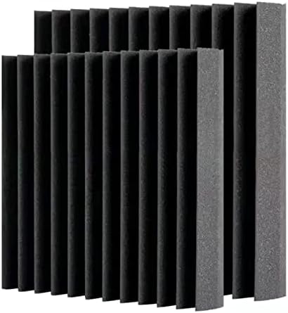 12 пакувања црни акустични панели за пена, 1 x 12 x 12 акустични панели звучни изолирани студиски пена за wallsидови за звук што апсорбираат