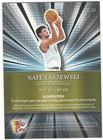 Нејт Ласјевски РЦ 2022 Алуминација на диви картички ABC-64 Notre Dame Rookie NM+ -MT+ NBA кошарка