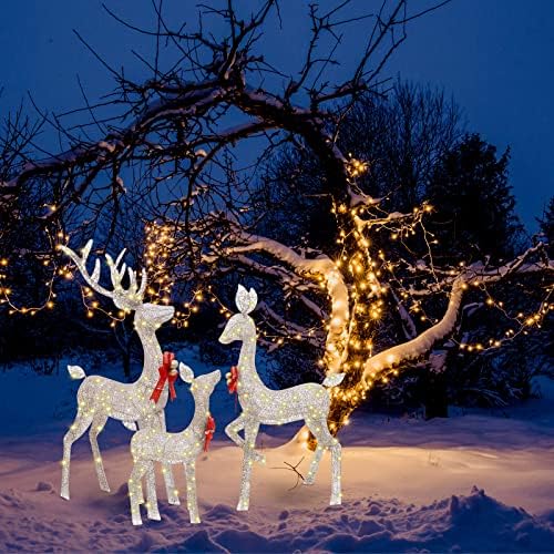 Mudder Christmas Lighted Readers Family Family Outdoor Christmas Decoration Brignation Brignation Brignation Bright Lordated Deer Set